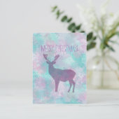 Deer silhouette Simple abstract Winter Cute Pastel Feestdagenkaart (Staand voorkant)