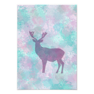 Deer silhouette Simple abstract Winter Cute Pastel Foto Afdruk
