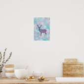 Deer silhouette Simple abstract Winter Cute Pastel Poster (Keuken)