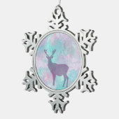 Deer silhouette Simple abstract Winter Cute Pastel Tin Sneeuwvlok Ornament (Rechts)
