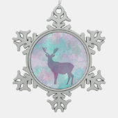 Deer silhouette Simple abstract Winter Cute Pastel Tin Sneeuwvlok Ornament (Voorkant)
