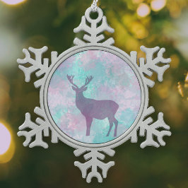 Deer silhouette Simple abstract Winter Cute Pastel Tin Sneeuwvlok Ornament