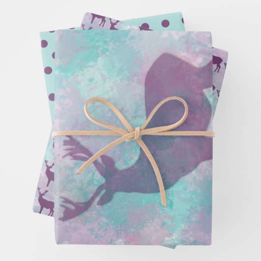 Deer silhouette Stippen patroon schattige pastelkl Inpakpapier Vel (In situ)