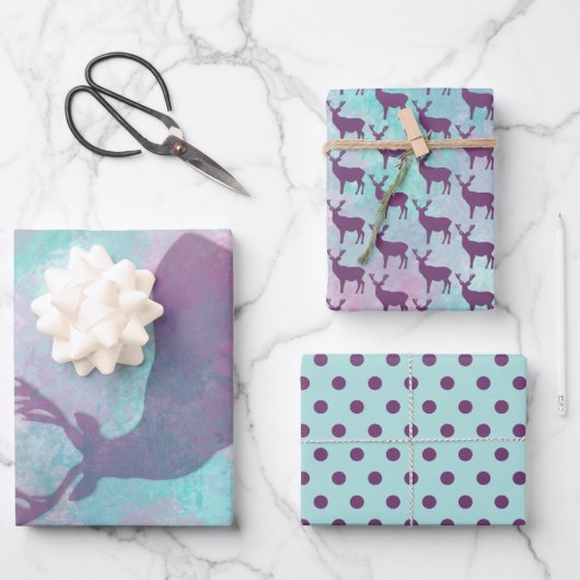 Deer silhouette Stippen patroon schattige pastelkl Inpakpapier Vel (Voorkant)