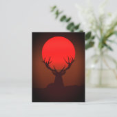 Deer Silhouette with Fiery Red Sunset Briefkaart (Staand voorkant)