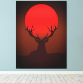 Deer Silhouette with Fiery Red Sunset Canvas Afdruk (Insitu (Houten vloer))