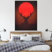 Deer Silhouette with Fiery Red Sunset Canvas Afdruk (Insitu (Slaapkamer))