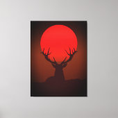 Deer Silhouette with Fiery Red Sunset Canvas Afdruk (Voorkant)