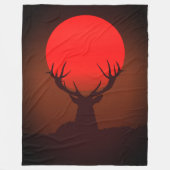 Deer Silhouette with Fiery Red Sunset Fleece Deken (Voorkant)
