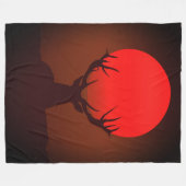 Deer Silhouette with Fiery Red Sunset Fleece Deken (Voorkant (Horizontaal))