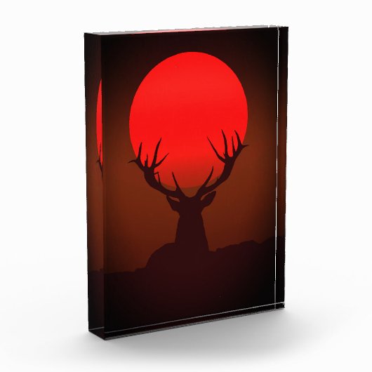 Deer Silhouette with Fiery Red Sunset Fotoblokken (Links)