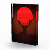 Deer Silhouette with Fiery Red Sunset Fotoblokken (Rechts)