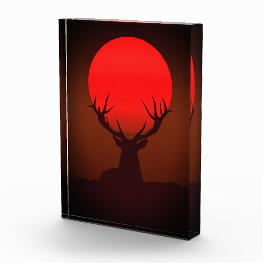 Deer Silhouette with Fiery Red Sunset Fotoblokken (Rechts)