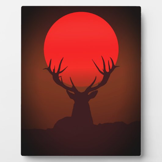 Deer Silhouette with Fiery Red Sunset Fotoplaat (Voorkant)