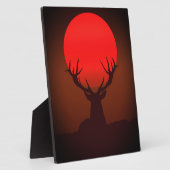 Deer Silhouette with Fiery Red Sunset Fotoplaat (Zijkant)