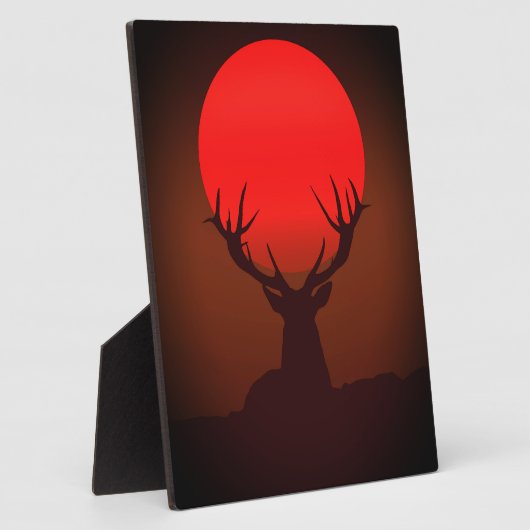 Deer Silhouette with Fiery Red Sunset Fotoplaat (Zijkant)