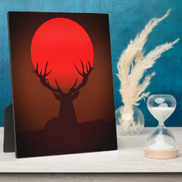 Deer Silhouette with Fiery Red Sunset Fotoplaat