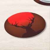 Deer Silhouette with Fiery Red Sunset Ronde Kartonnen Onderzetter (Gebogen)