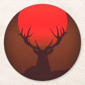 Deer Silhouette with Fiery Red Sunset Ronde Kartonnen Onderzetter (Voorkant)