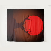 Deer Silhouette with Fiery Red Sunset Wandkleed (Voorkant (horizontaal))