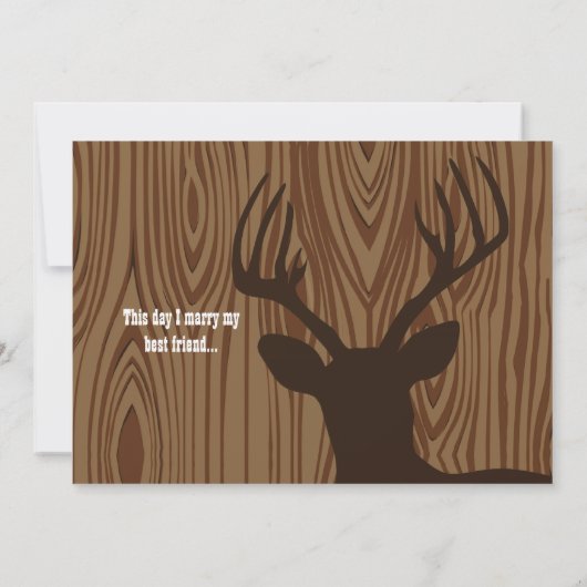 Deer Silhouette Wood Grain Wedding Invite Kaart (Achterkant)