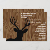 Deer Silhouette Wood Grain Wedding Invite Kaart (Voorkant / Achterkant)