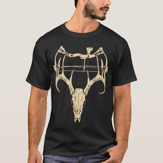 Deer Skull Compound Bow Retro Hunting Archery T-shirt (Voorkant)