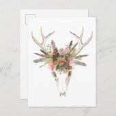 Deer Skull & Flowers Briefkaart (Voorkant / Achterkant)