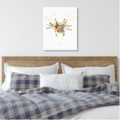 Deer Skull & Flowers Canvas Afdruk (Insitu (Slaapkamer))
