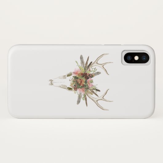 Deer Skull & Flowers Case-Mate iPhone Case (Achterkant (horizontaal))