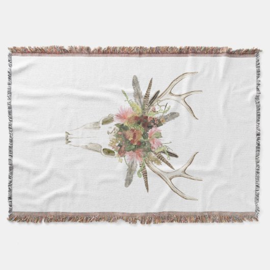 Deer Skull & Flowers Deken (Voorkant)