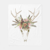 Deer Skull & Flowers Fleece Deken (Voorkant)