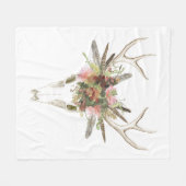 Deer Skull & Flowers Fleece Deken (Voorkant (Horizontaal))