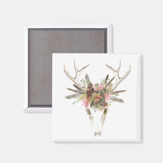 Deer Skull & Flowers Magneet (Voorkant / Achterkant)