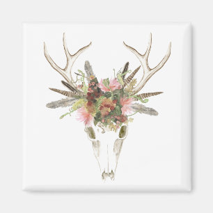 Deer Skull & Flowers Magneet