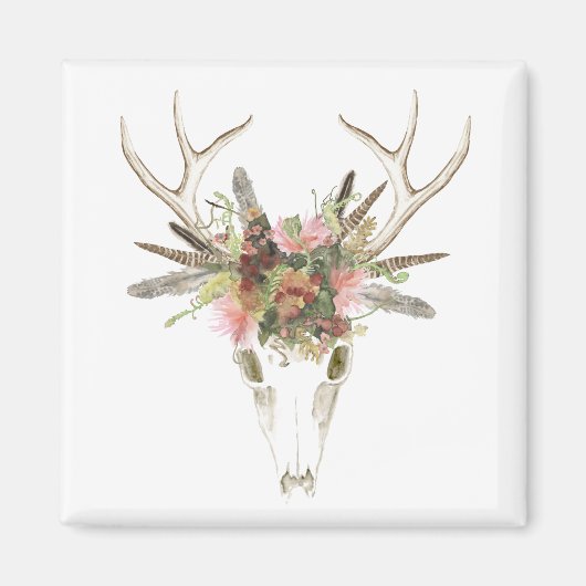 Deer Skull & Flowers Magneet (Voorkant)