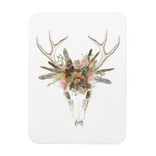 Deer Skull & Flowers Magneet
