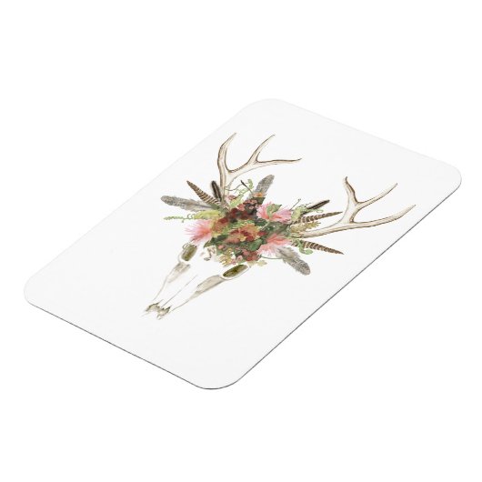 Deer Skull & Flowers Magneet (Linkerzijde)