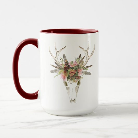 Deer Skull & Flowers Mok (Links)