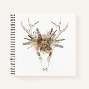Deer Skull & Flowers Notitieboek