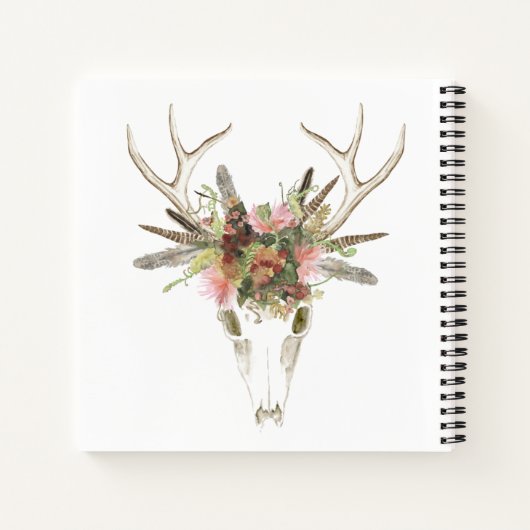Deer Skull & Flowers Notitieboek (Achterkant)