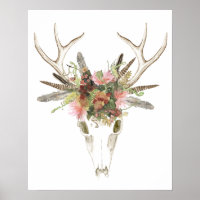 Deer Skull & Flowers