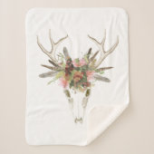 Deer Skull & Flowers Sherpa Deken (Voorkant)
