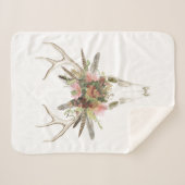 Deer Skull & Flowers Sherpa Deken (Voorkant (horizontaal))