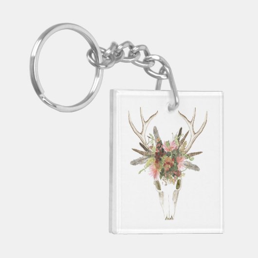 Deer Skull & Flowers Sleutelhanger (Voorkant Links)
