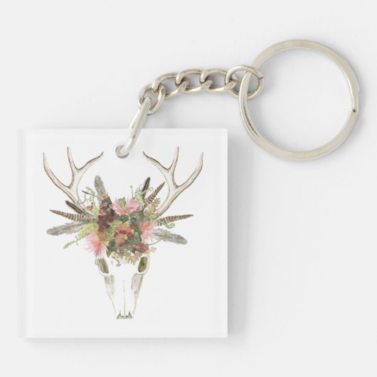 Deer Skull & Flowers Sleutelhanger (Achterkant)