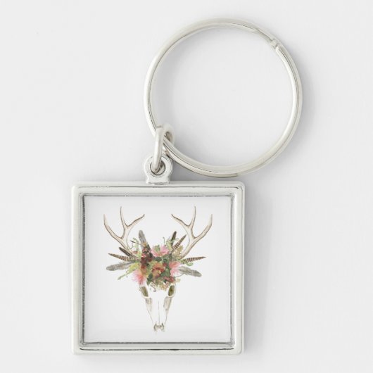 Deer Skull & Flowers Sleutelhanger (Voorkant)