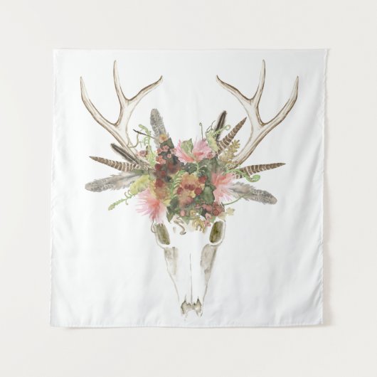 Deer Skull & Flowers Wandkleed (Voorkant)