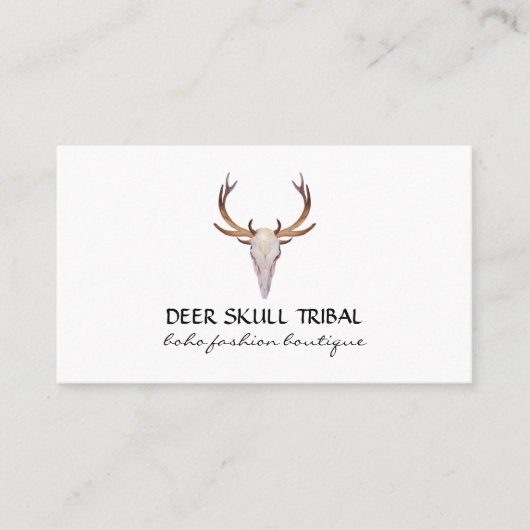 Deer Skull Horn Boho Tribal Visitekaartje (Voorkant)