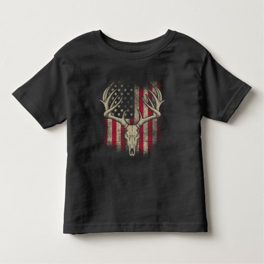 Deer Skull Hunter American Flag Deer Hunting USA Kinder Shirts (Voorkant)